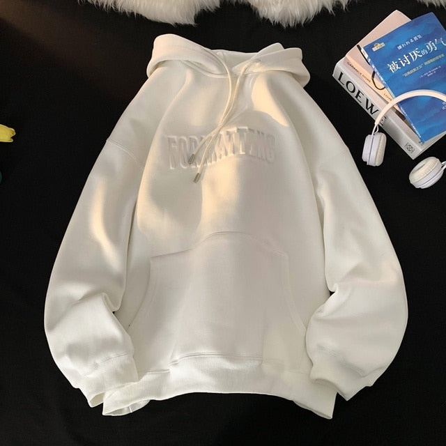 Sudaderas con capucha gruesas para mujer con letras de invierno