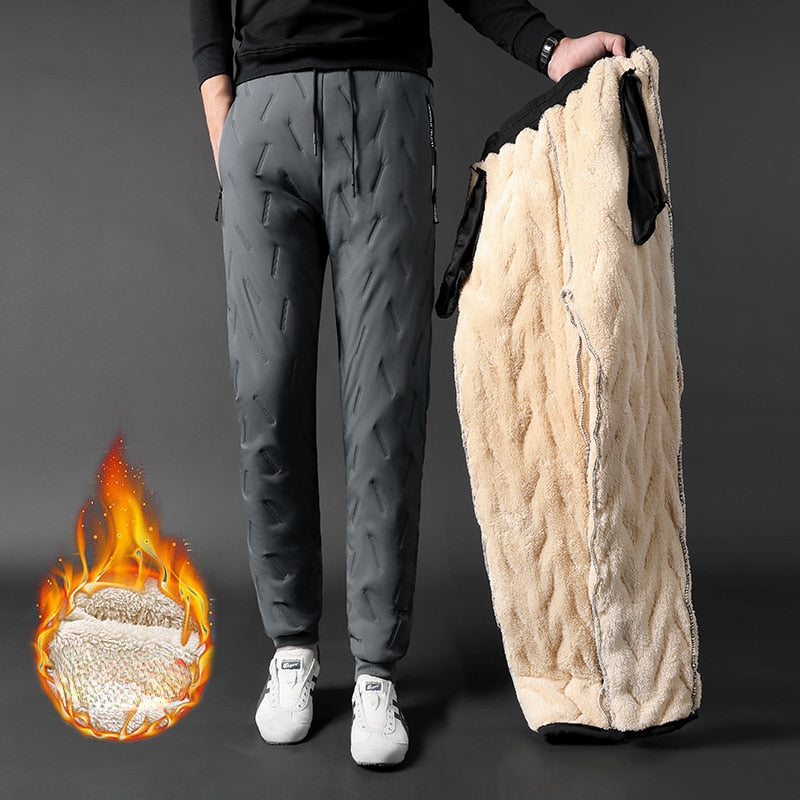 Pantalones deportivos de lana de cordero de invierno para hombre