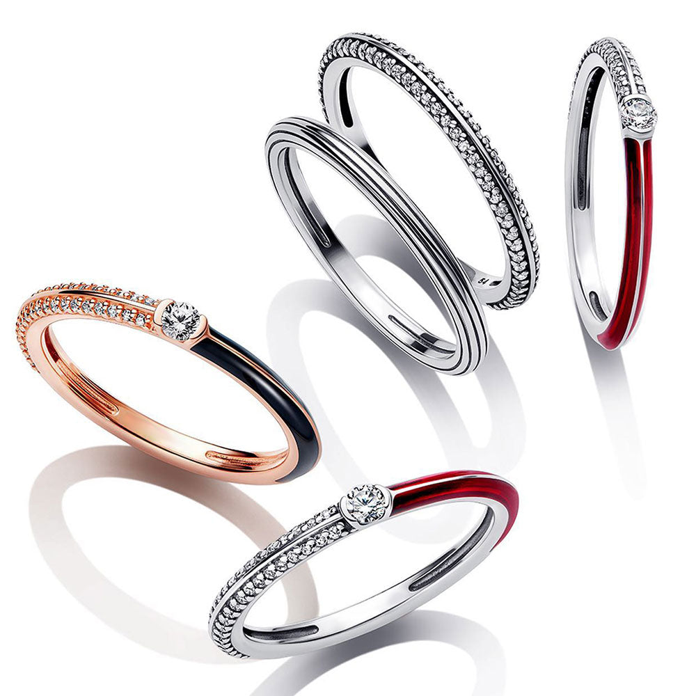 Sparkling Moon And Sun Rings - Celestial Blue