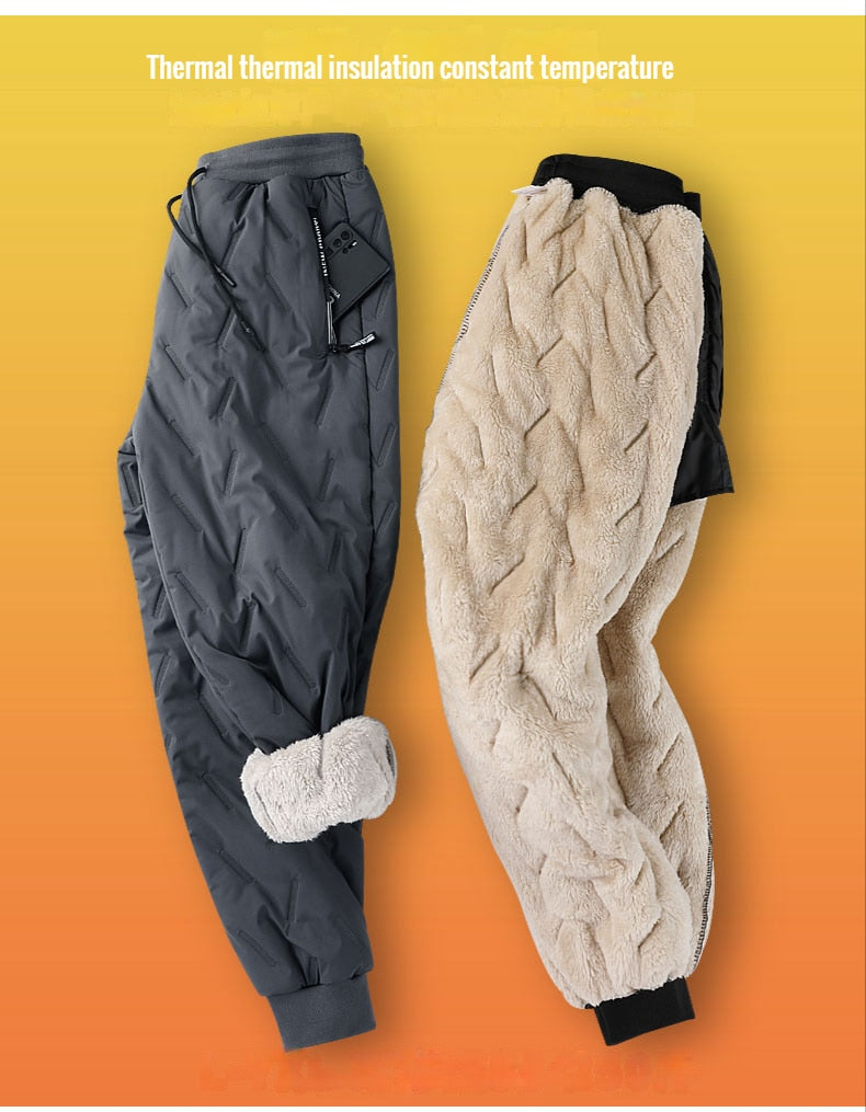 Pantalones deportivos de lana de cordero de invierno para hombre