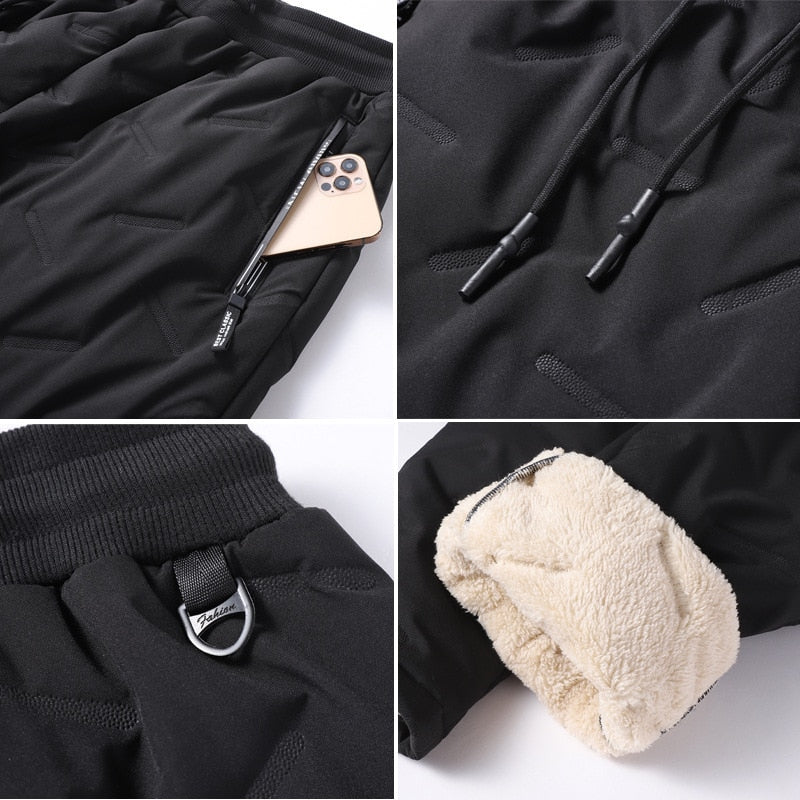 Pantalones deportivos de lana de cordero de invierno para hombre