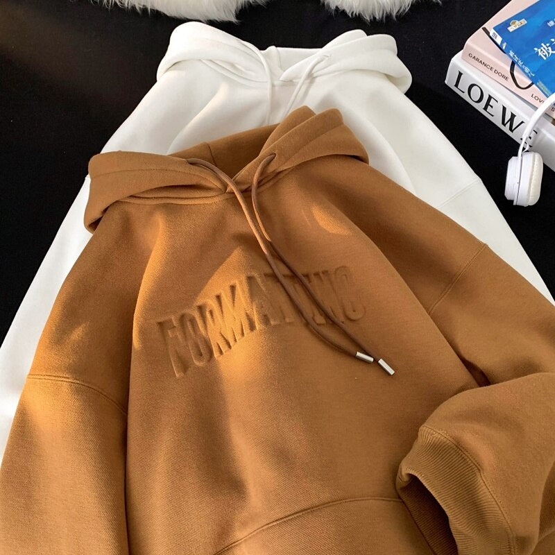 Sudaderas con capucha gruesas para mujer con letras de invierno
