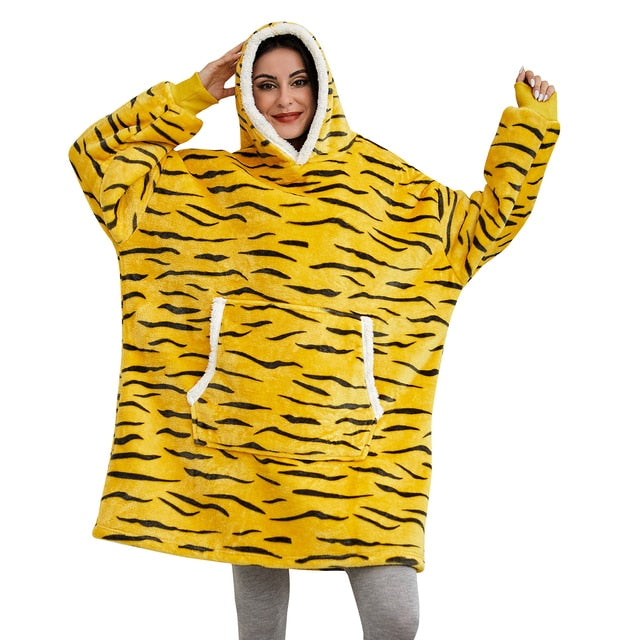 Manta de sofá polar de felpa suave de invierno con capucha