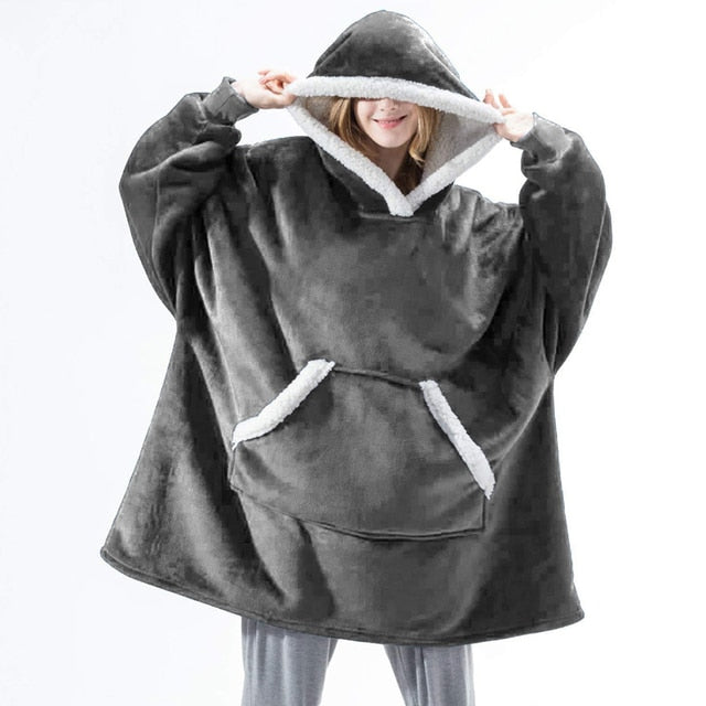 Manta de sofá polar de felpa suave de invierno con capucha