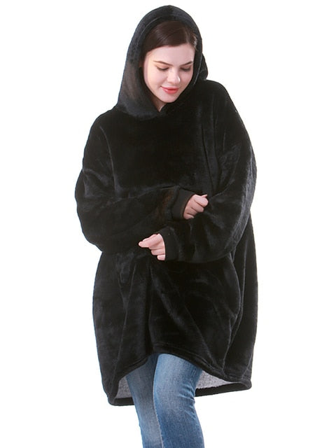 Manta de sofá polar de felpa suave de invierno con capucha