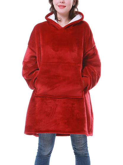 Manta de sofá polar de felpa suave de invierno con capucha