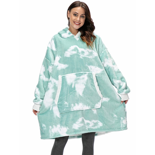 Manta de sofá polar de felpa suave de invierno con capucha