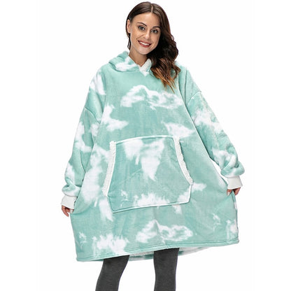 Manta de sofá polar de felpa suave de invierno con capucha