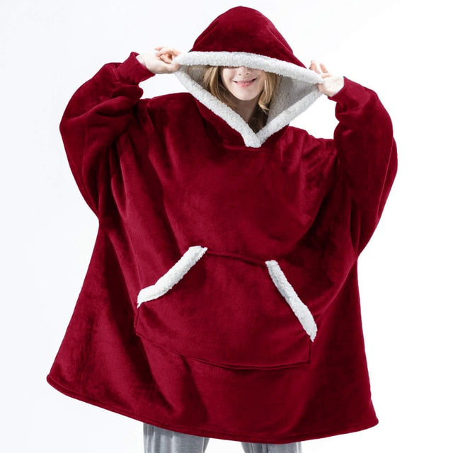 Manta de sofá polar de felpa suave de invierno con capucha