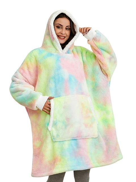 Manta de sofá polar de felpa suave de invierno con capucha