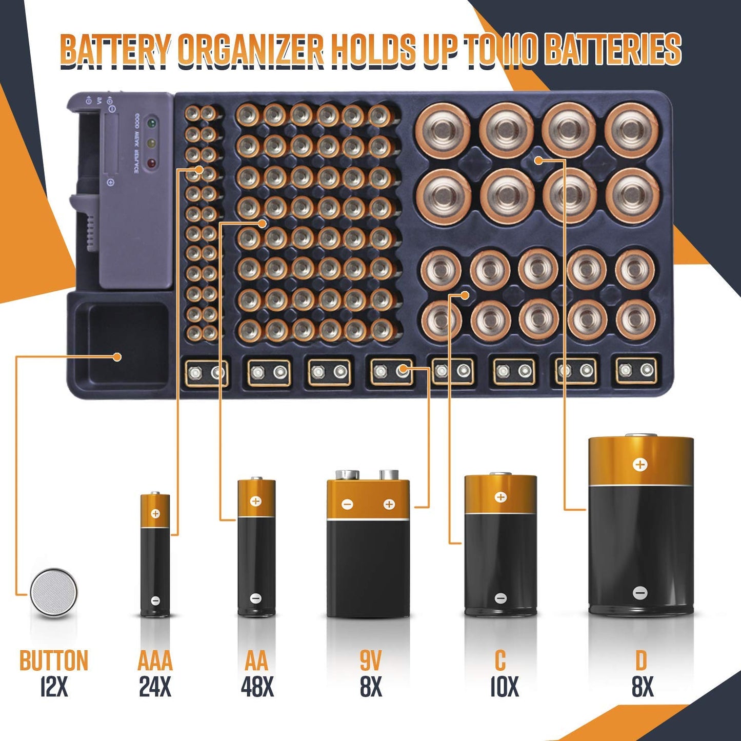 Battery Storage Organizer w/Tester