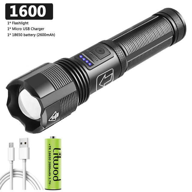 High Power Led Rechargable USB Flashlight