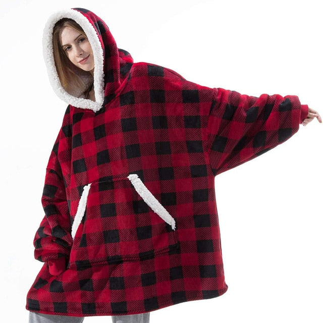 Manta de sofá polar de felpa suave de invierno con capucha