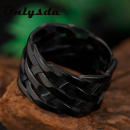 Vintage Weave Stainless Steel Viking Rings