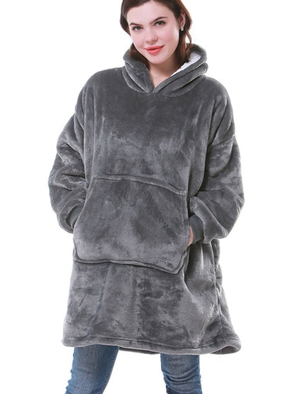 Manta de sofá polar de felpa suave de invierno con capucha
