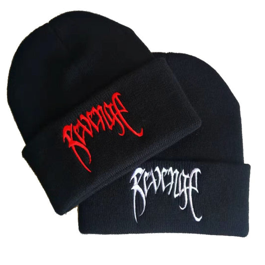 Winter Black Knitted Revenge Beanie