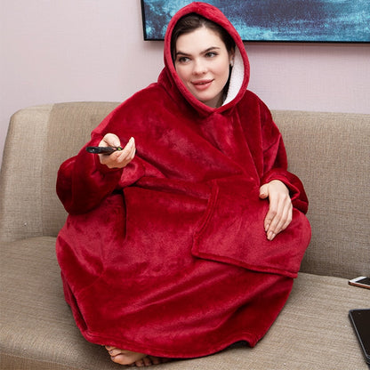 Manta de sofá polar de felpa suave de invierno con capucha