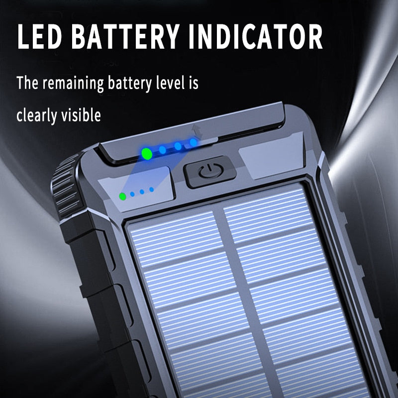 Solar Charger, 20000mAh Portable Outdoor Waterproof Solar Power Bank