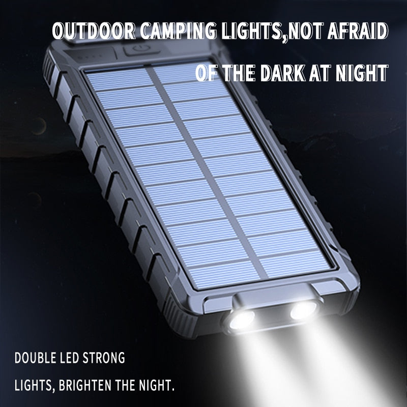 Solar Charger, 20000mAh Portable Outdoor Waterproof Solar Power Bank