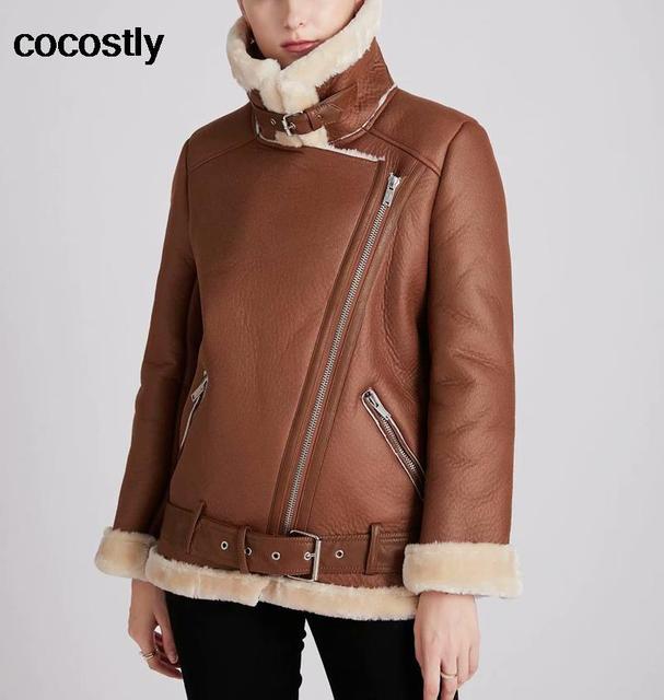 Faux Leather Fur Coat