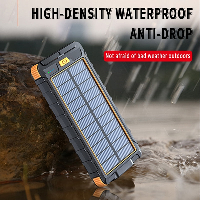 Solar Charger, 20000mAh Portable Outdoor Waterproof Solar Power Bank